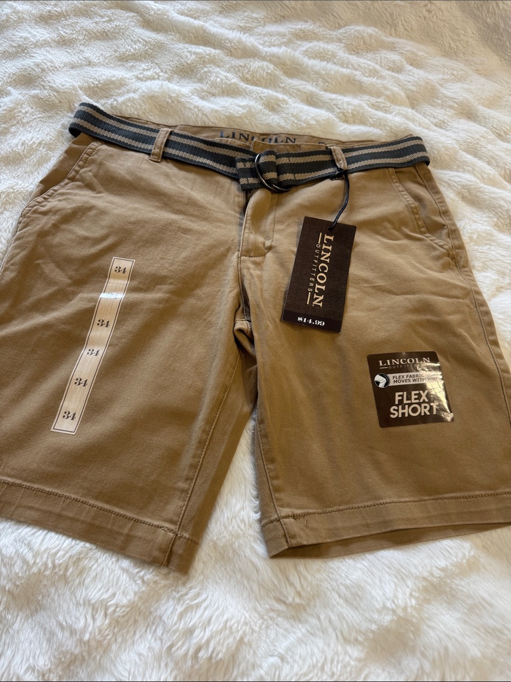 Lincoln Outfitters Men’s Tan Flex Short - Classic Chino Style